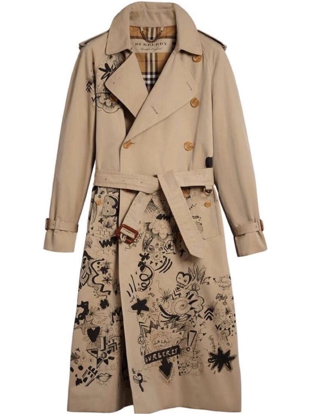 Burberry Doodle-Print Trench Coat - US 12